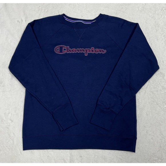 Champion Athleticwear Embroidered Spellout Navy Blue Crewneck Mens Size XL - Picture 1 of 9